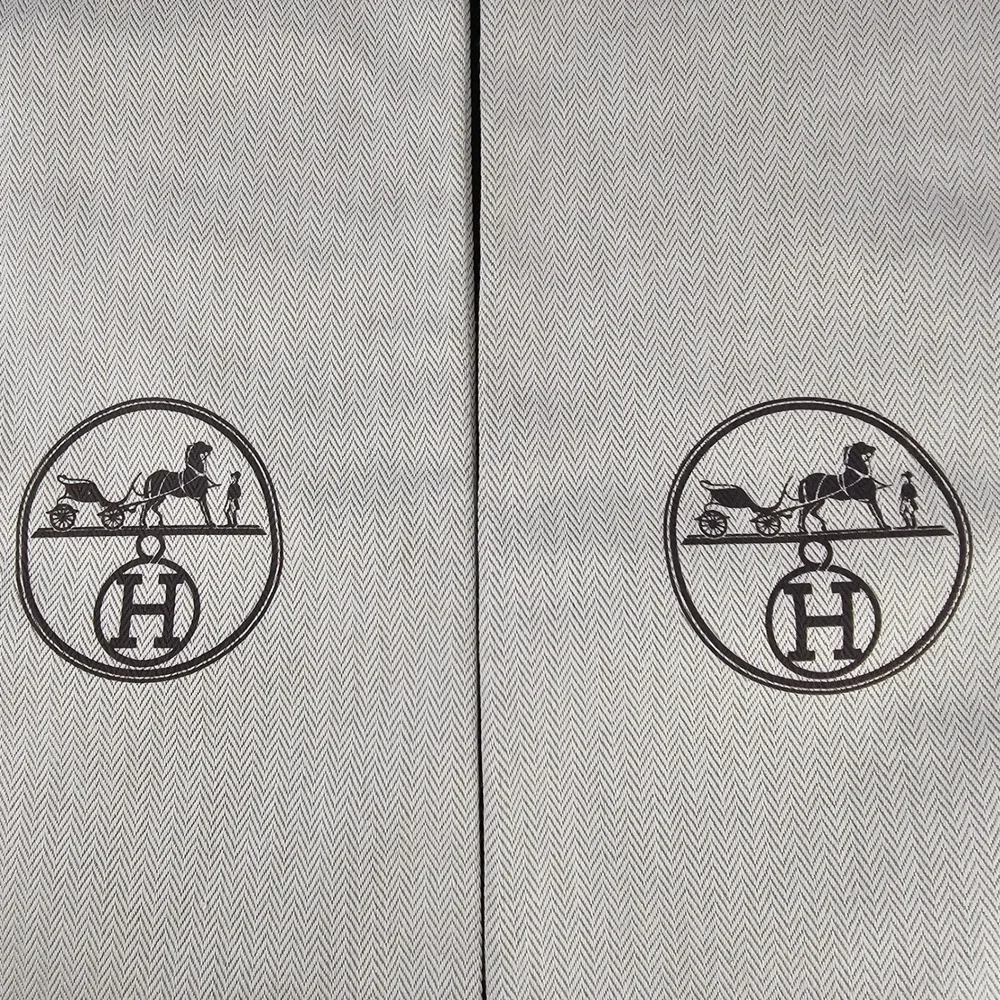 2‎ Hermès Dust Bags Pouches Beige Paris Herringbone Drawstring Storage 14x6.5